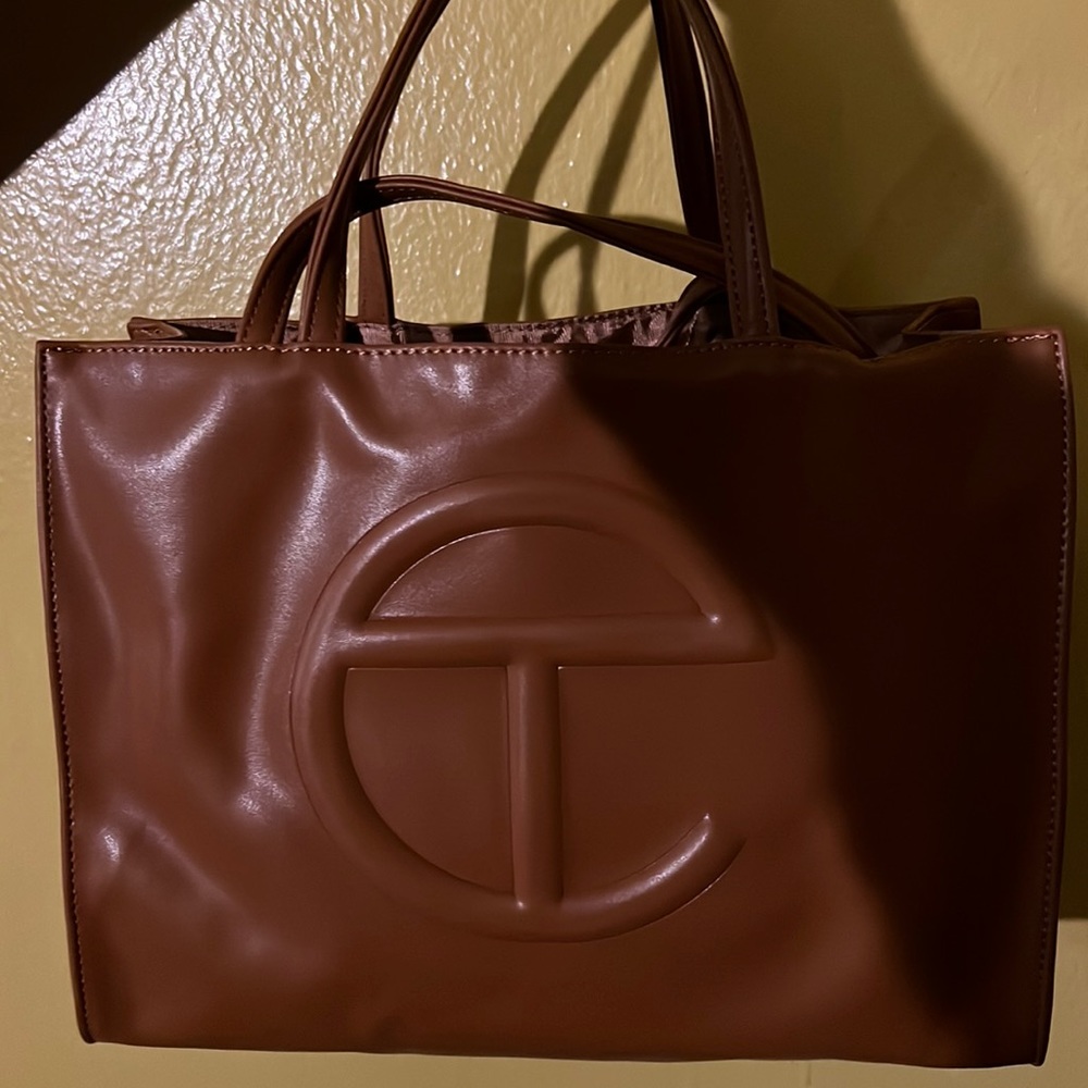 Telfar medium tan bag